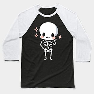 Cute Skeleton Posing  for Selfie | Halloween Skeleton Design for Kawaii Lovers Baseball T-Shirt